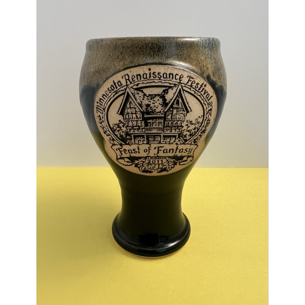 Minnesota Renaissance Fair "Feast of Fantasy" Chalice Vikings 2011 Green Goblet